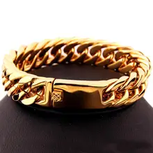 7-10 дюймов Длина мужские золотистые браслеты браслет из нержавеющей стали кубинские звенья цепи браслеты для мужчин оптовые ювелирные изделия подарок