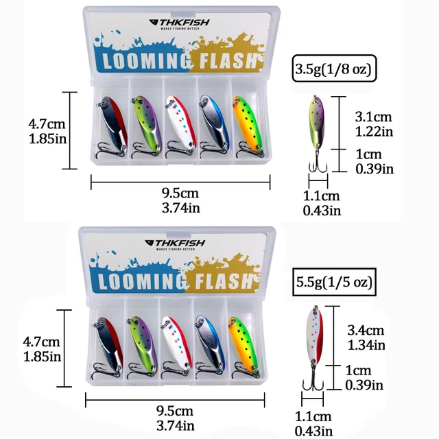 LENPABY Lot de 5 cuillères de pêche à la truite avec paillettes en forme de  feuille de saule en métal 9,7 g