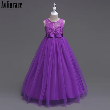 

Aoligrace Flower Girl Dresses for Wedding O Neck Sleeveless Zipper Birthday Party Pageant Dresses for Girls Children's Dress