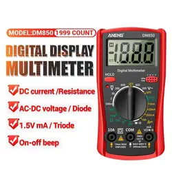 ANENG Digital Multimeter 1999 Counts Compact AC DC Votage Tester DC Current Resistance Test Diode Data Retention