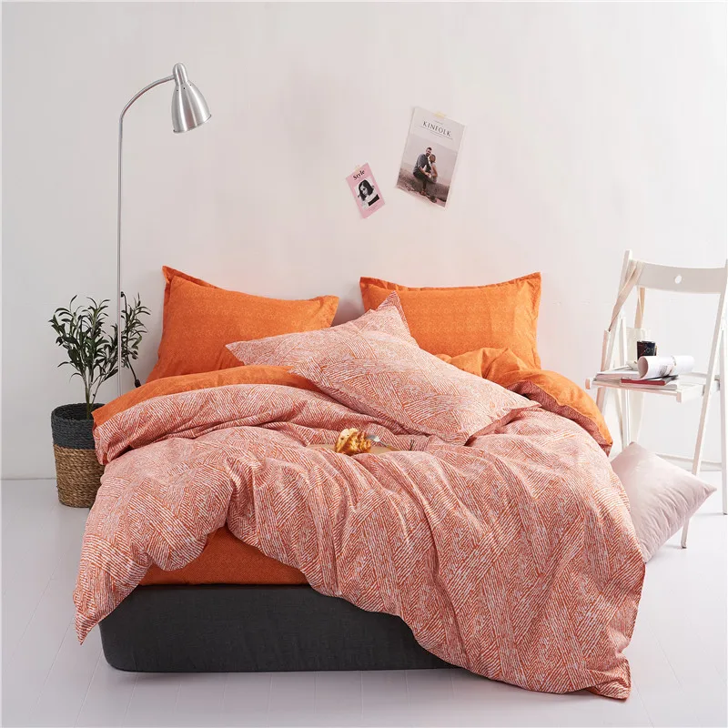 

HM Life Duvet Cover Sets 3/4Pcs Simple Style All Size Double Sided Vibrant Orange Bedding Sets Pillowcase Quilt Cover Sheets