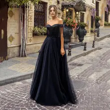 Женское вечернее платье smileven Черное длинное с кисточками