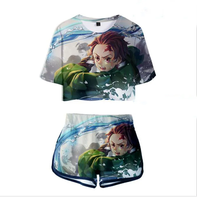 15 Демон Slayer: Kimetsu no Yaiba Kamado Tanjirou Nezuko футболка Косплей Костюм Kochou Shinobu футболка Iguro Obanai короткие футболки - Цвет: 15