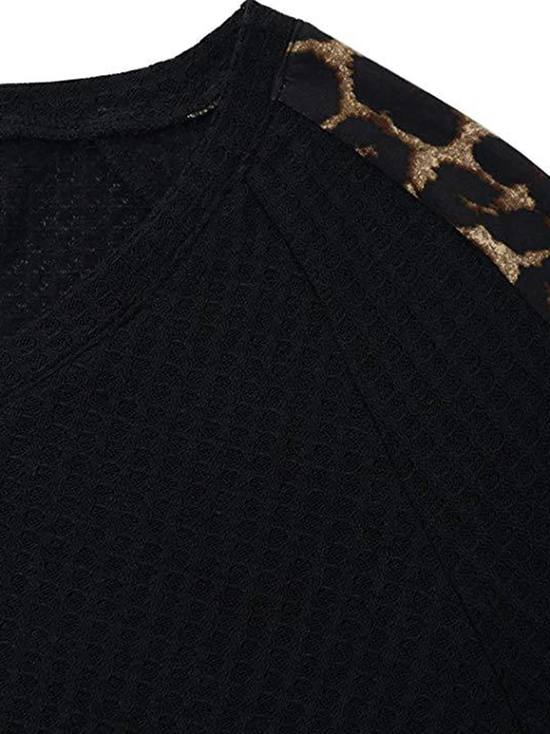 Leopard Print Women Shirts Fashion Casual Long Sleeve Splice Twist Loose Women Blouse Ladies Clothing T Shirt Female Tops (12)