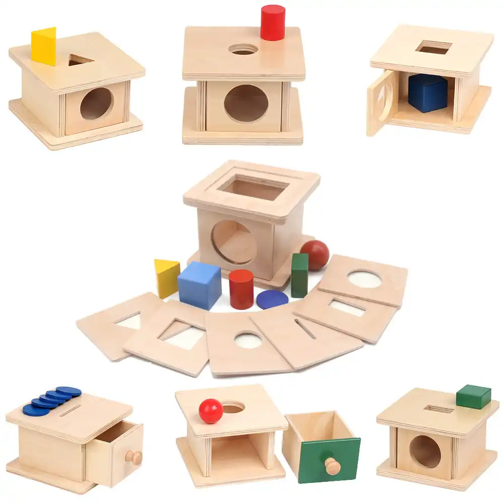 Montessori bebé 6 12 meses 6 en 1, juego de madera a juego, desarrollo de juguetes, aprendizaje educativo, entrenamiento preescolar G588T|Juguetes de matemáticas| - AliExpress