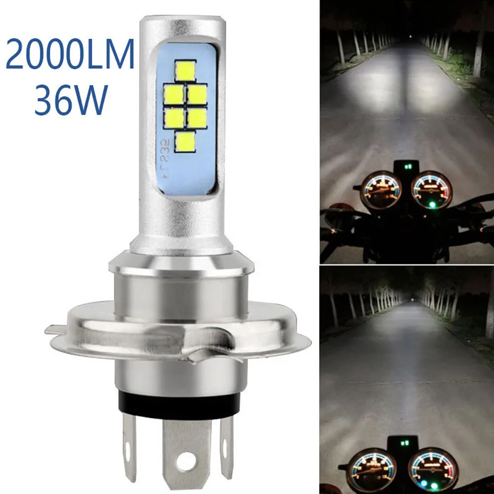 36W H4 motocicleta faro LED dos lados Universal Scooter luz delantera de motocicleta H4 HS1 6000K 2000lm lámpara Super brillante