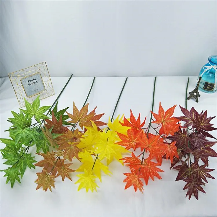 10P Fake Single Stem Meple Leaf(2 stems/piece) 30.71" Length Simulation Autumn Greenery for Home Decorative Artificial Plants