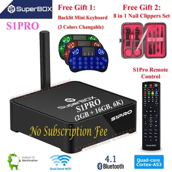 

2020 SuperBOX S1PRO 6K IPTV Android 7.0 TV Box 2G 16GB 2.4G/5G WiFi, 1000+ North American US Canada Free Live TV Channels NO Fee