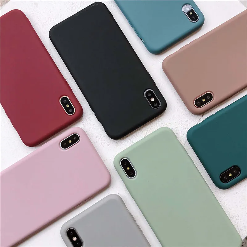 

Solid Color Silicone Cases For iphone XR X XS Max 6 6S 7 8 Plus 11 11Pro Max Cute Candy Color Soft Simple Fashion Phone Case