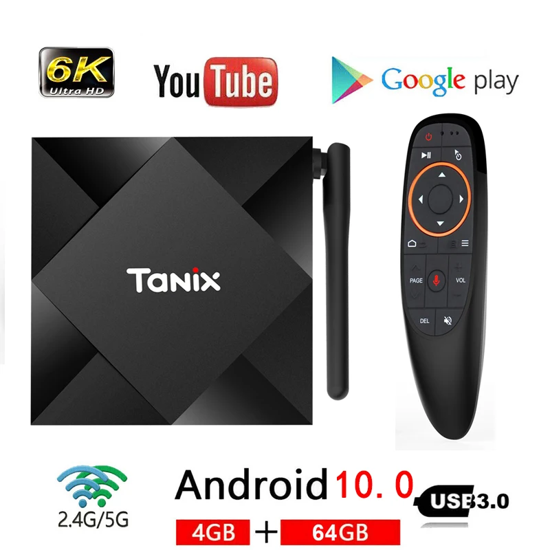ТВ-приставка Tanix TX6S Android 10 4 Гб ОЗУ 32 64 ПЗУ Allwinner H616 четыре ядра H.265 4K медиаплеер 2 ГБ 8