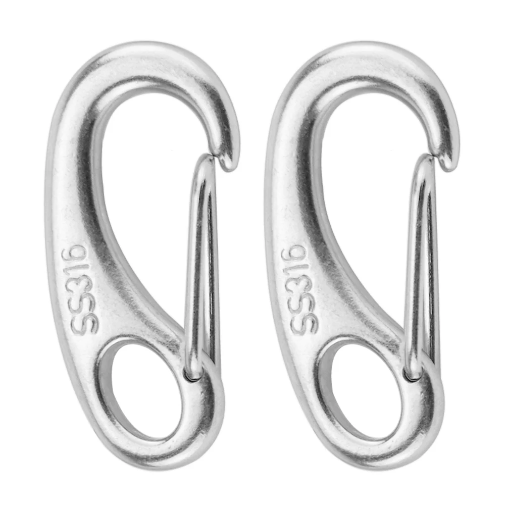 

New 2PCS Quick Link Carabiner Stainless Steel Spring Snap Hook Clips Buckle Eye Clasps Keychain Marine Boat Climbing Accessories