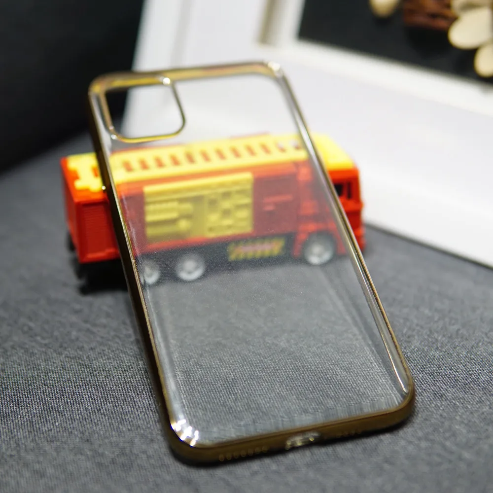 Gold Роскошный силиконовый мягкий чехол для телефона с покрытием для iPhone 7, 8 Plus, 6, 6 S Plus, прозрачный чехол из материала tpu для iPhone 11Pro Max, чехол, Coque - Цвет: Gold
