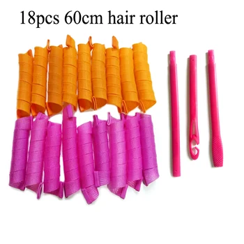 (20/30/45/55/60/70cm)18pcs/set spiral Hair curler Rollers plastic Magic hair roller new hair curlers with hook 1