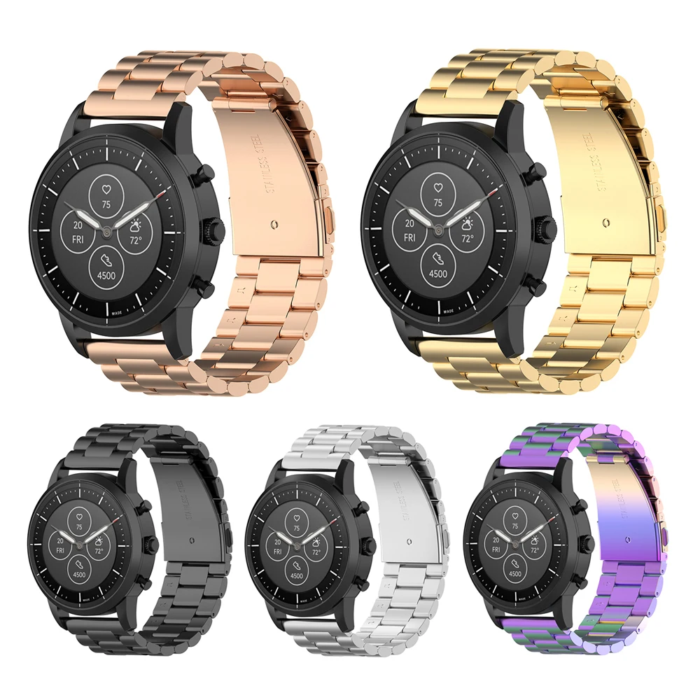 Ископаемых Gen 4 Q Venture HR ремешки для часов 18 мм Металл Замена Широкие Браслет Ticwatch