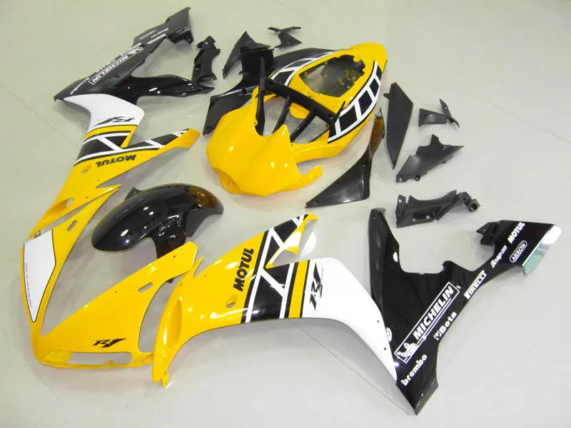 ABS литья под давлением мотоцикл обтекатели комплект подходит для YAMAHA YZF-R1 2004 2005 2006 R1 04 05 06 тела набор желтый