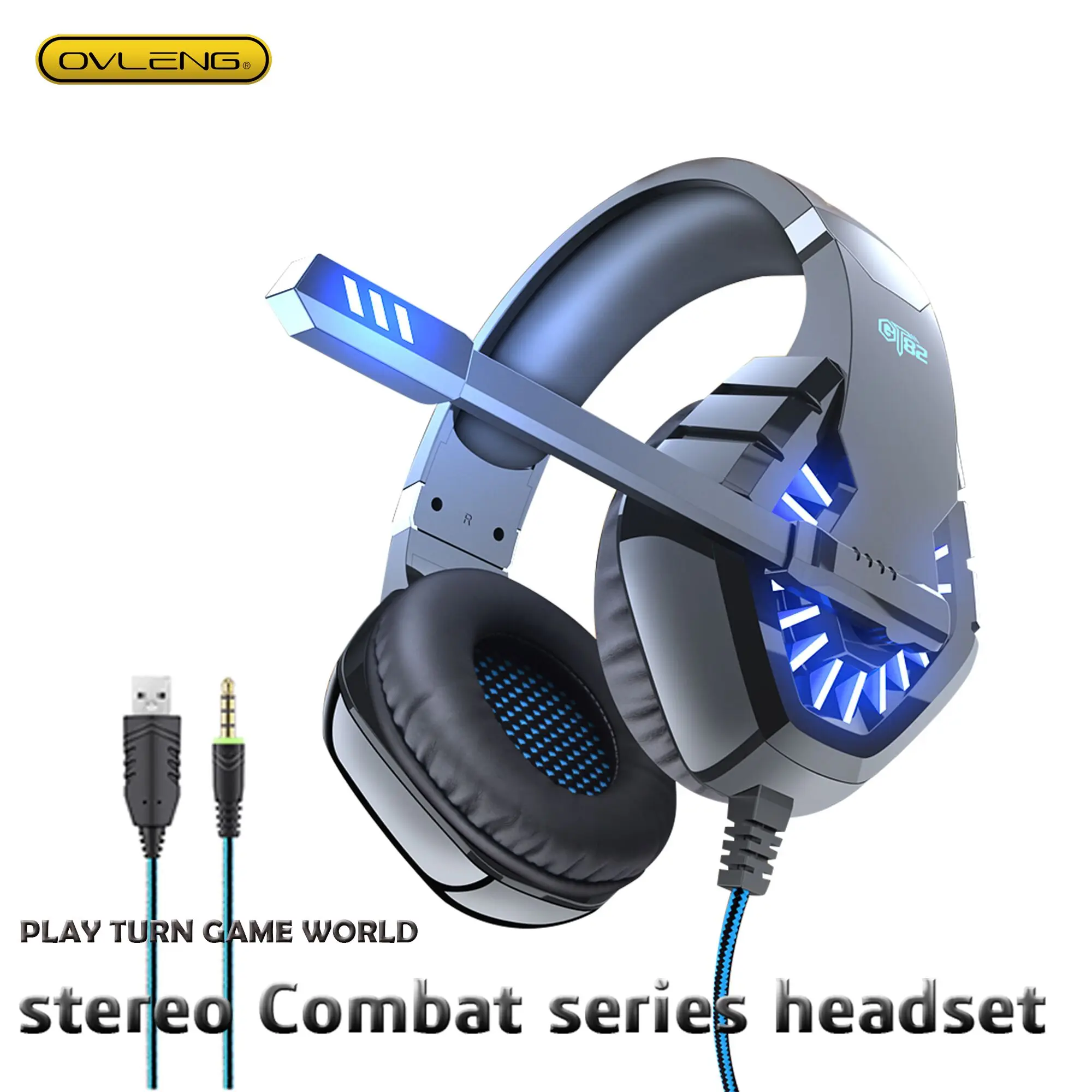 GT82 Headphones Stereo Gaming Headset With Microphone Suitable Computer PS4 Mobile OVLENG Usb 3 5mm Noise Reduction Low Accent