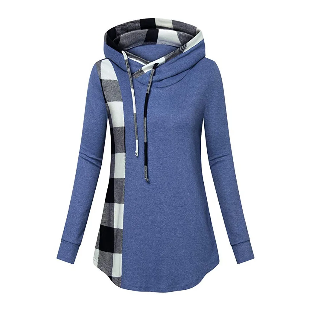 Bluza damsk/Рождественская одежда; толстовки; Женская мода; сезон осень-зима; толстовка в клетку с капюшоном и длинными рукавами; moletom feminino