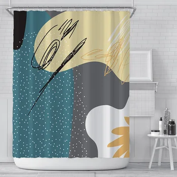 

Color art Print Shower Curtain 4 Piece Carpet Cover Toilet Cover Bath Mat Pad Set Bathroom Curtain with 12 Hooks dropshipping
