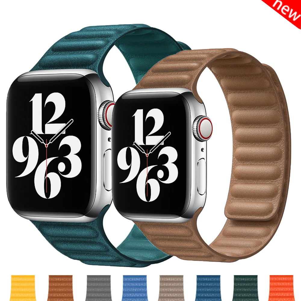 Кожаный ремешок для Apple watch 6 44 мм 40 iWatch 38 42 Регулируемый магнитный браслет correa iwatch 5