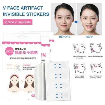 

Thin Face Stickers Makeup Small Invisible Matte Artifact Massage Anti-wrinkle Sagging Chin Lift Up Tape 40pcs V Face Stickers