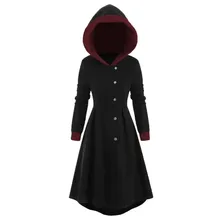 HSU Новое поступление женский винтажный плащ Плюс размер оснастки кнопки отделка длинное плинтус пальто с капюшоном для дам куртка женская