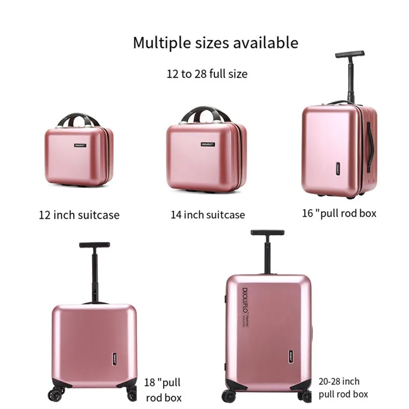 DUOLUPLO Trolley Case 12''-28'' Fashion Set PC+ABS Travel Rolling wheels Suitcase Business Boarding TSA Lock Luggage Box travel bag pull bar suitcase