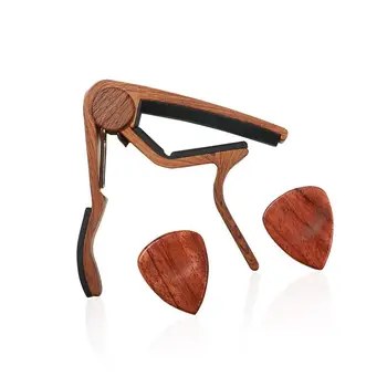 

OOTDTY Rosewood Color Guitar Capo REAL ROSEWOOD PICKS INCLUDED Set