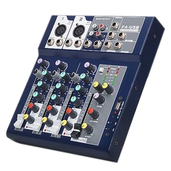 

F4 o Mixer 4-Channel Bluetooth Mixer with USB for Home, Stage, Singing, Live Broadcast(US Plug)