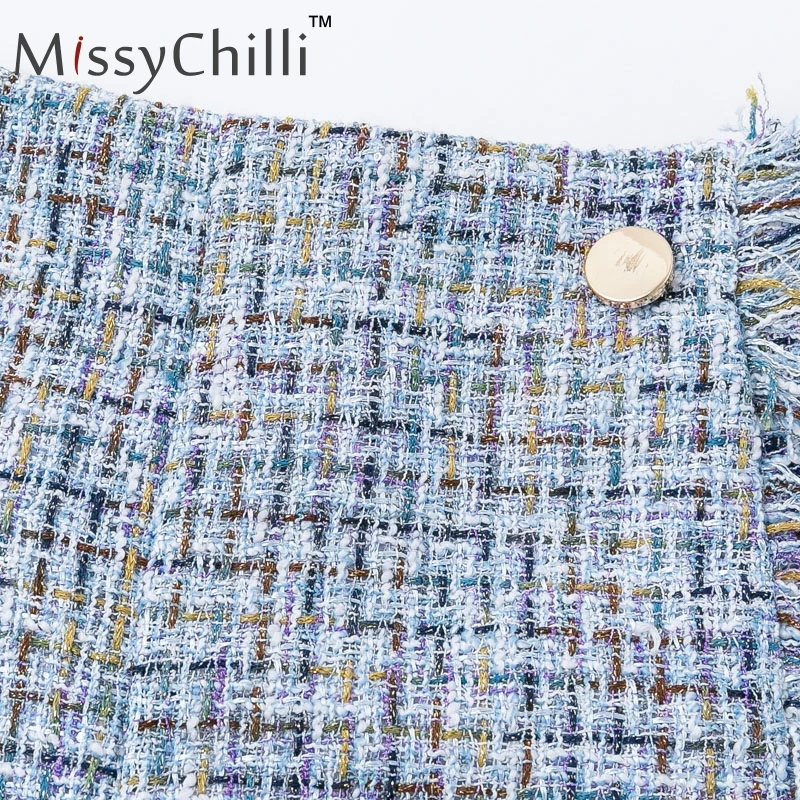 MissyChilli, элегантные твидовые повседневные шорты с высокой талией, женские офисные клетчатые шорты с бахромой, женские сексуальные стильные винтажные шорты