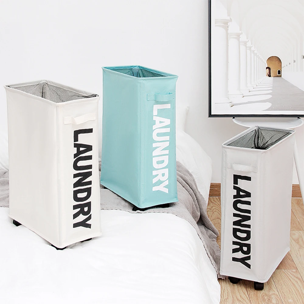 Oxford Laundry Basket With Wheels Multi-Functional Corner Slim Hamper Dirty Clothes Storage Organizer Container | Дом и сад