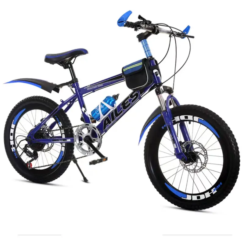 22inch Blue Детский горный велосипед высокоуглеродистая стальная рама износостойкая Нескользящая шина Удобный руль студенческий двойной дисковый тормозной велосипед - Цвет: 22inch Blue