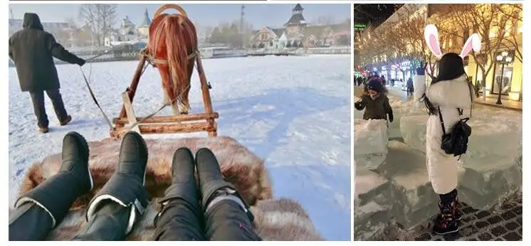 Женские ботинки; Новинка года; зимние ботинки; Водонепроницаемая Нескользящая женская зимняя обувь; теплые ботинки на толстом меху высокого качества; g861