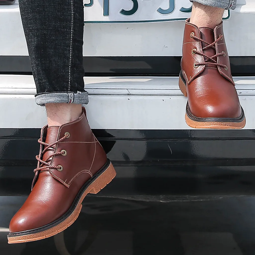 new men's Latin dance shoes modern dance hall tango shoes Round Toe Lace-Up Boots Business Shoes Flat Tango Shoes#g3
