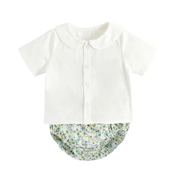 

Baby GirlsClothing Sets Summer Children Short Sleeve Tops+Shorts 2Pcs Toddler Cotton Floral Clothes Suits1