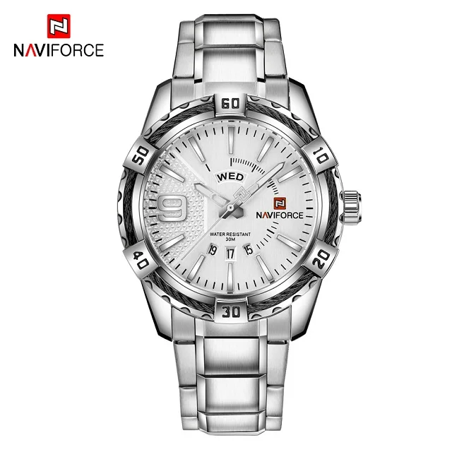 NAVIFORCE мужские часы Топ люксовый бренд аналоговые кварцевые часы мужские модные спортивные наручные часы водонепроницаемые часы Дата Relogio Masculino - Цвет: SW