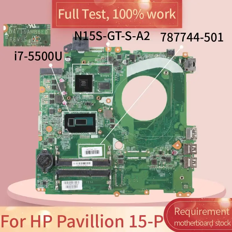 Материнская плата для ноутбука HP 15-P DAY11AMB6E0 787744-501 SR23W 100% рабочий | Компьютеры и офис