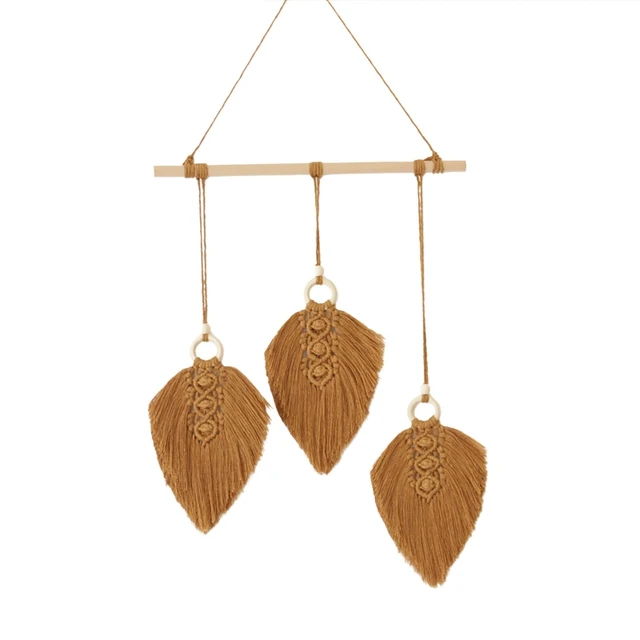 Elegant Hand-woven Tassels Leaves Tapestry Bedroom Wall Hanging Pendant Art Wall 1