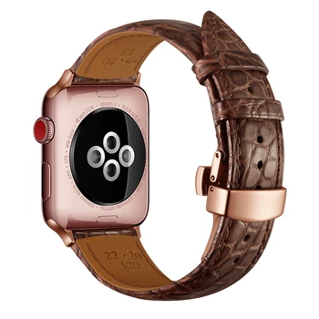 

Round grain premium Alligator leather strap for Apple watch 5 band 44mm 40mm iwatch band 42mm 38mm bracelet apple watch 4 3 2 1