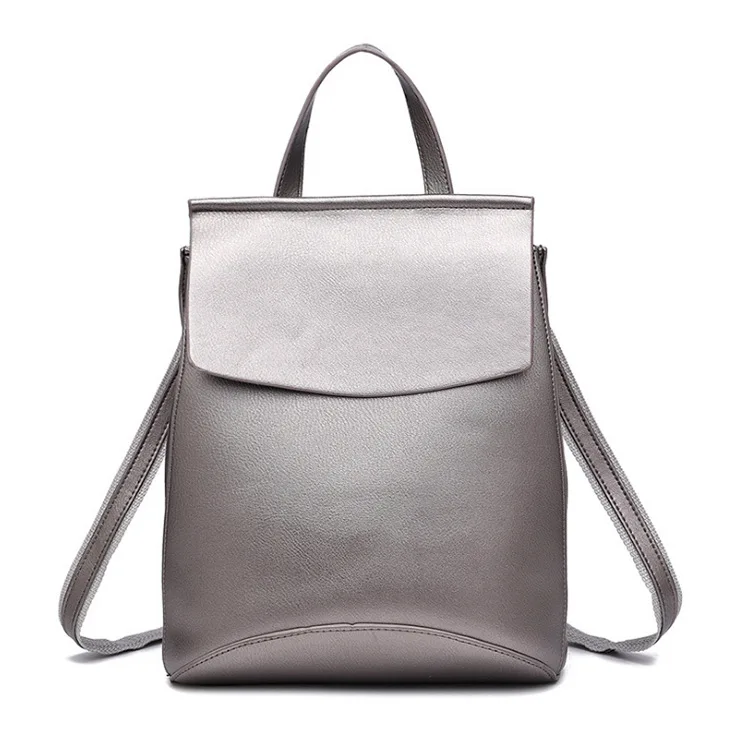 

Processing Embossed Leather White Silver Shoulder Hand School Bag PU Material Zipper Bag Cover Fashion Cool Style Going to Work