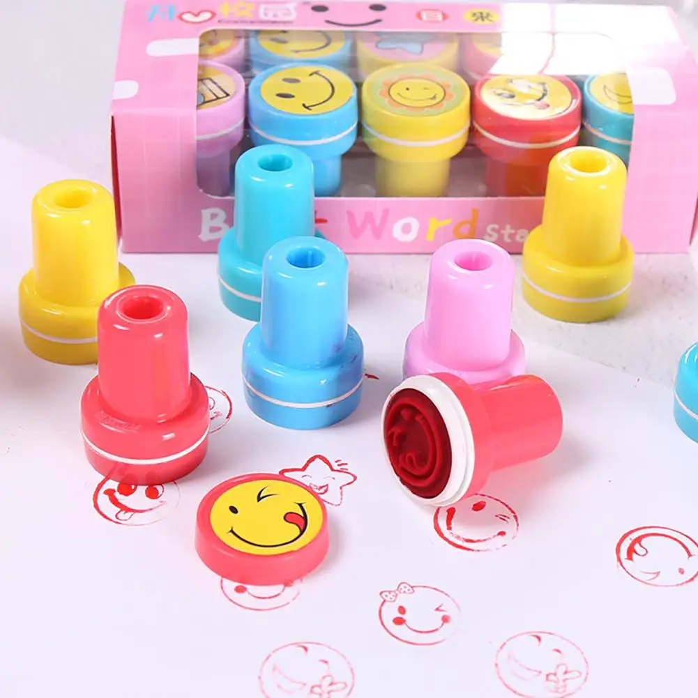 

LeadingStar 10PCS Kids Cartoon Smile Face Expression Plastic Stamp