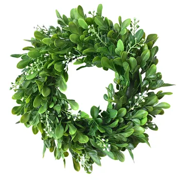 

Artificial Leaves Wreath Simulation Plant Circle Rattan Garland Door Hanging Fake Leaf Wreath