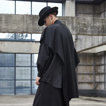 

Men Irregular Pullover Jacket Loose Turtleneck Sleeveless Vest Shawl Cape Male Streetwear Hip Hop Punk Gothic Stage Clothing
