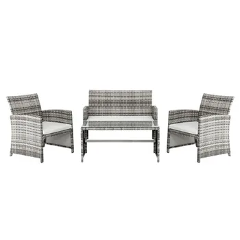 

4pcs 1 Double Seat 2 Single Seat 1 Coffee Table Combination Sofa Gray Gradient Outdoor Sofa Set