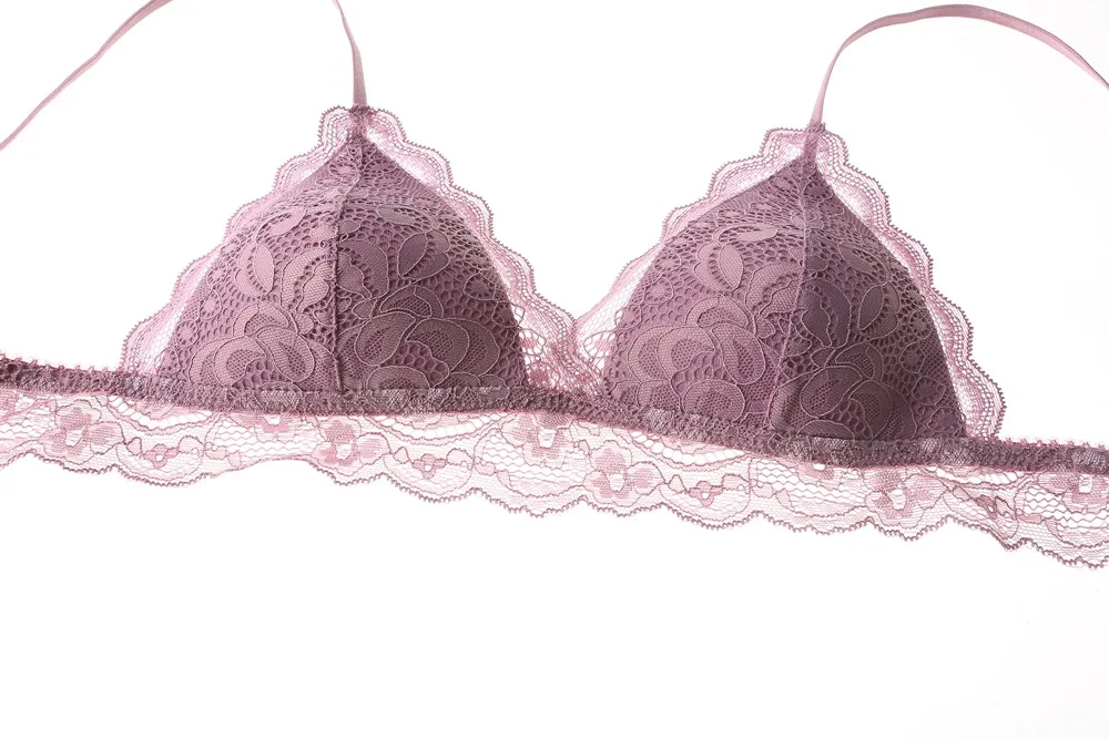 Sexy Women Lace Bra Set Thin Cotton Triangle Cup Comfortable Ladies Small Chest Lingerie Set