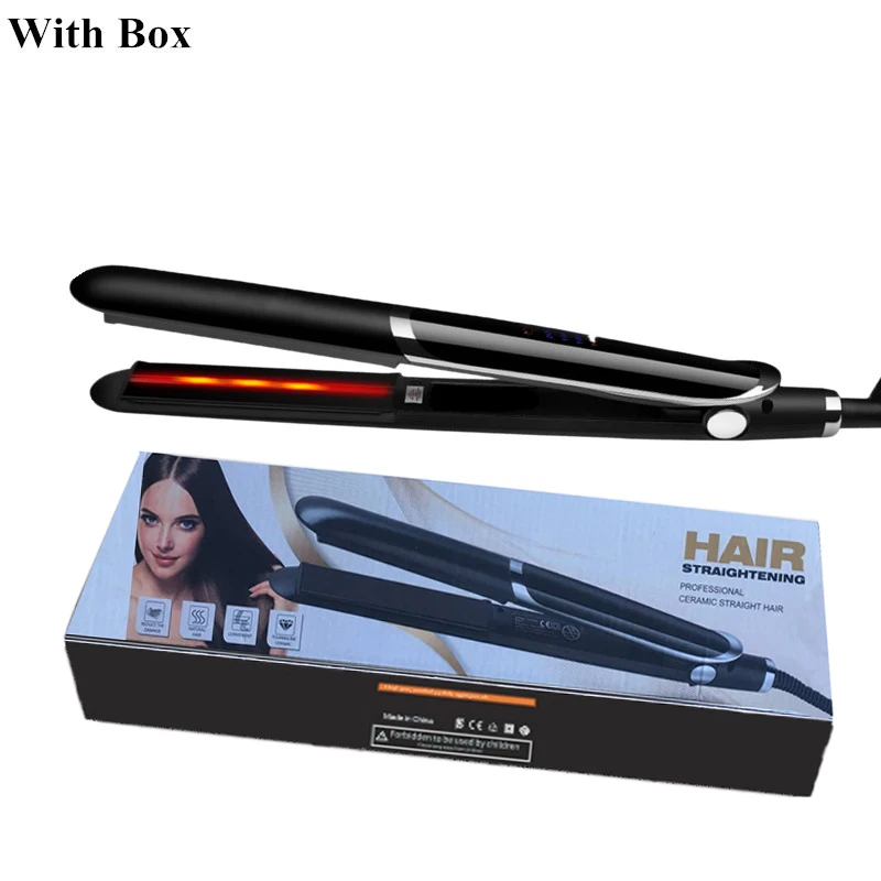 black with box Профессиональный утюжок для выпрямления волос и щипцы для завивки волос 2 в 1 выпрямитель для волос плоский керамический утюжок Инструменты для укладки волос - Цвет: black with box