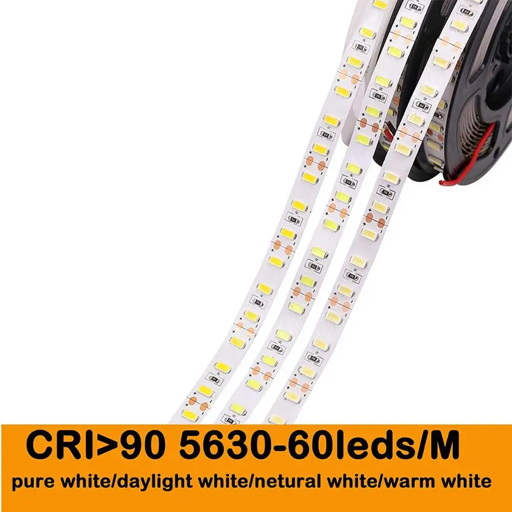 Светодиодный фонарик CRI 90 + RA 5 м гибкая лента 5630 SMD 12 В постоянного тока 300 для