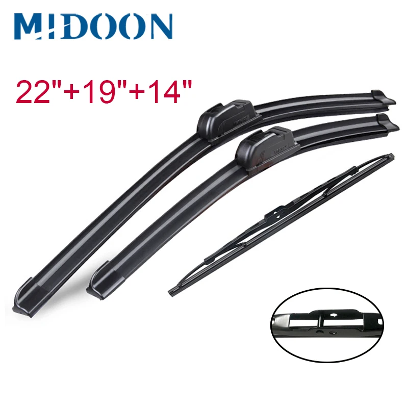 MIDOON Wiper Front & Rear Wiper Blades Set Kit For Mitsubishi Outlander