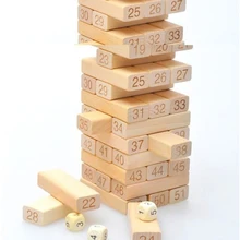 54pcs/Set Creative Kids Digital Layer Stacking Log Blocks Puzzle Toy Practical Wooden Mathematics Teaching Resources