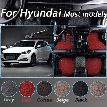 

Waterproof Floor Mats Wire Car Floor Mats For Hyundai santa fe getz tucson ix25 ix35 creta elantra i30 leather all Leather