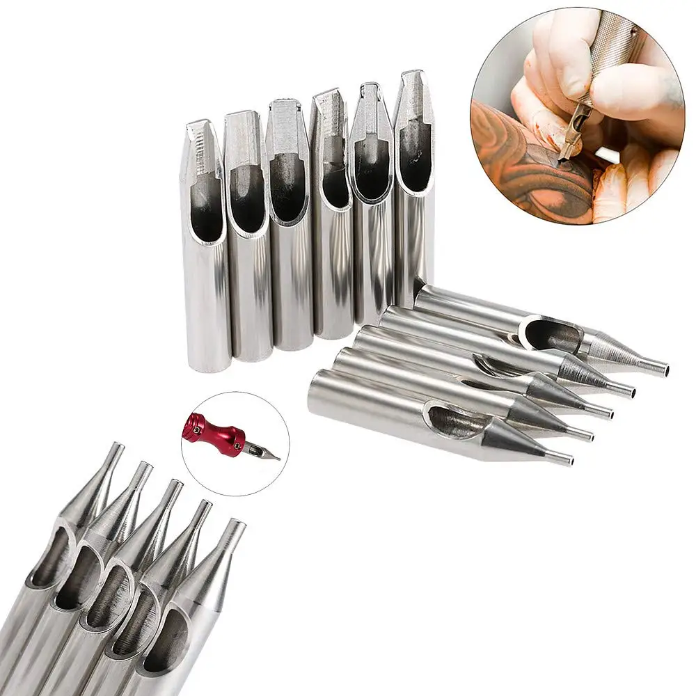Disposable Tattoo Tips 22/11pcs Stainless Steel Tattoo Tips Set Mixed RT FT DT Round Flat Diamond Assorted Types Tattoo Tip Tube Kit for Machine